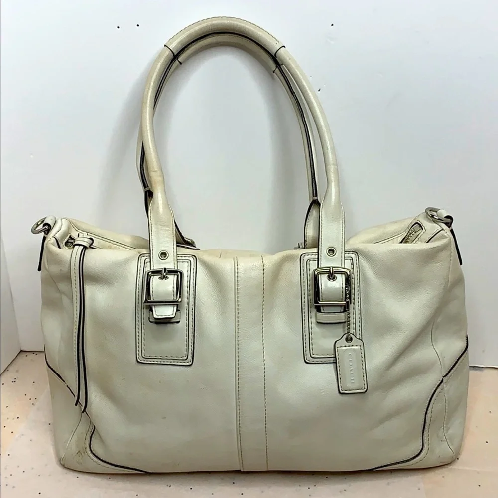 Coach Hampton -F13811 White Leather Satchel